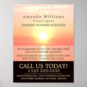 Affiche Coucher de soleil de vacances, Annonce de l'agent