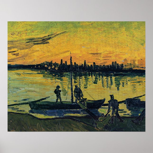 Affiche Coucher de soleil de Van Gogh Arles - Rivière jaun (Devant)