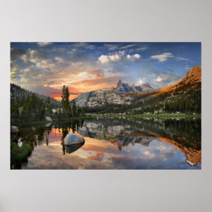 Affiche Coucher de soleil d'Echo Peaks du lac Echo - Yosem