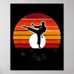 Affiche Coucher de soleil des arts martiaux rétro - Karaté