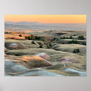 Affiche Coucher de soleil des Badlands