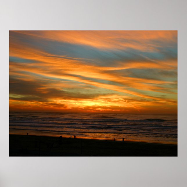 Affiche Coucher De Soleil D'Été Avec De Beaux Nuages Orang (Devant)