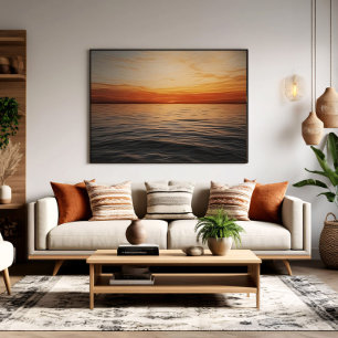 Affiche Coucher de soleil doré serein sur l'horizon de l'o