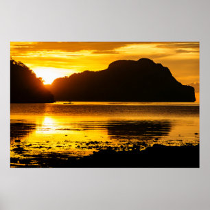Affiche Coucher de soleil doré sur la baie
