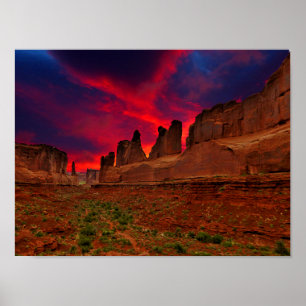 Affiche Coucher de soleil du crépuscule du désert