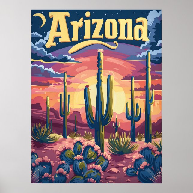 Affiche Coucher de soleil du désert de l'Arizona (Devant)