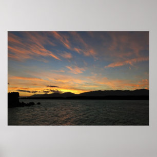 Affiche Coucher de soleil du lac Pukaki
