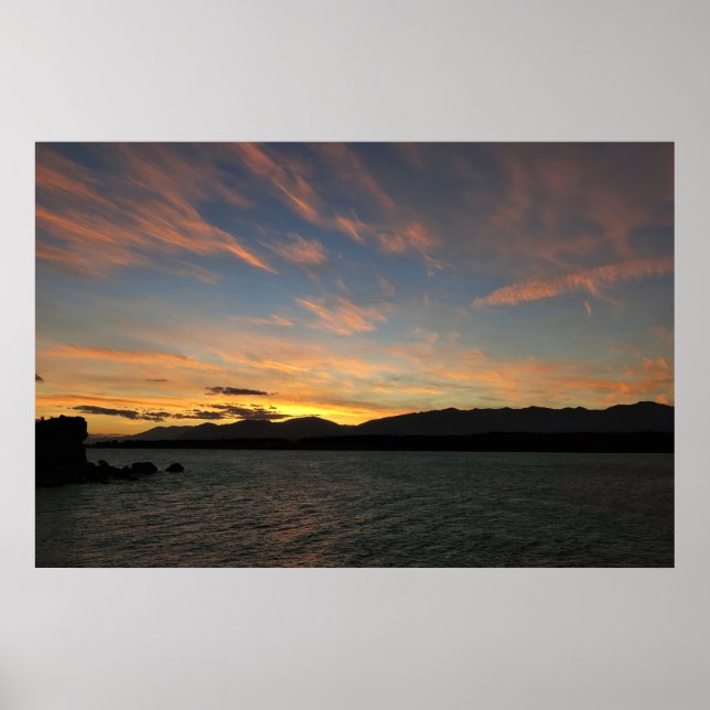 Affiche Coucher de soleil du lac Pukaki (Devant)