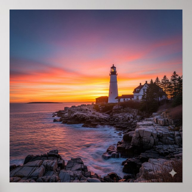 Affiche Coucher de soleil du phare (Devant)