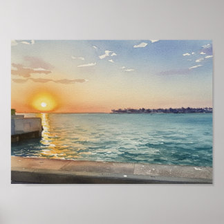 Affiche Coucher de soleil du port