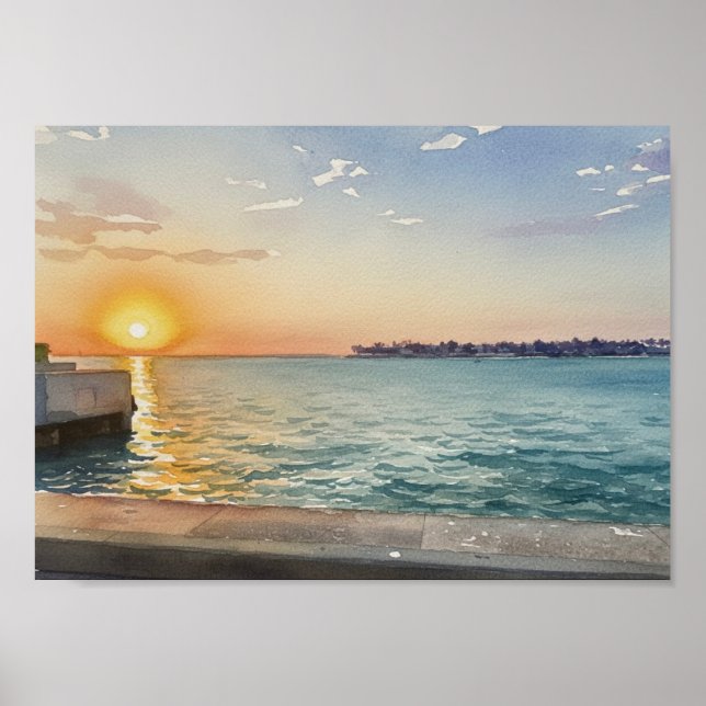 Affiche Coucher de soleil du port (Devant)