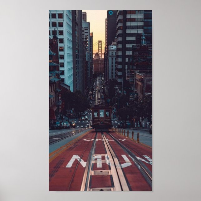Affiche Coucher de soleil du téléphérique de San Francisco (Devant)