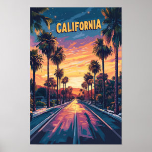 Affiche Coucher de soleil en Californie États-Unis Art Vin