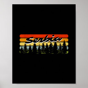 Affiche Coucher de soleil en forêt de Serbie Cabane Souven