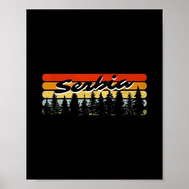 Affiche Coucher de soleil en forêt de Serbie Cabane Souven (Devant)
