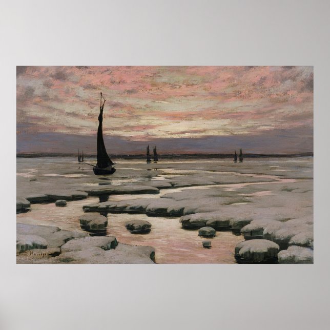 Affiche Coucher de soleil en hiver (Devant)