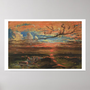 Affiche Coucher de soleil en mer après une tempête (huile 