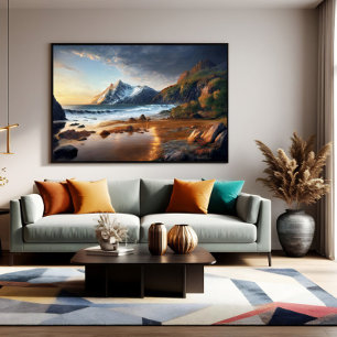 Affiche Coucher de soleil en montagne
