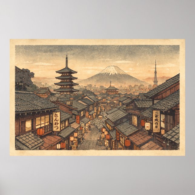 Affiche Coucher de soleil éternel dans le vieux Kyoto (Devant)