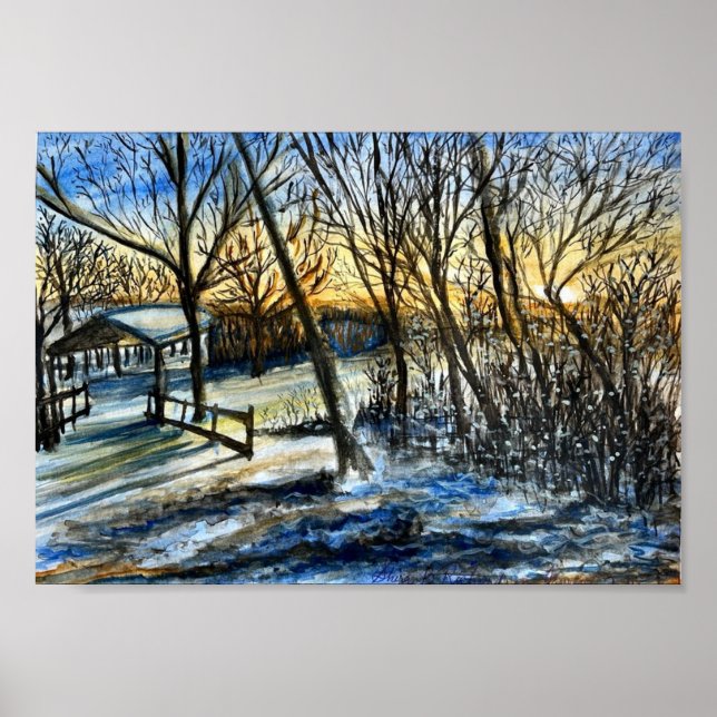 Affiche Coucher de soleil hivernal du Wisconsin par Shira  (Devant)