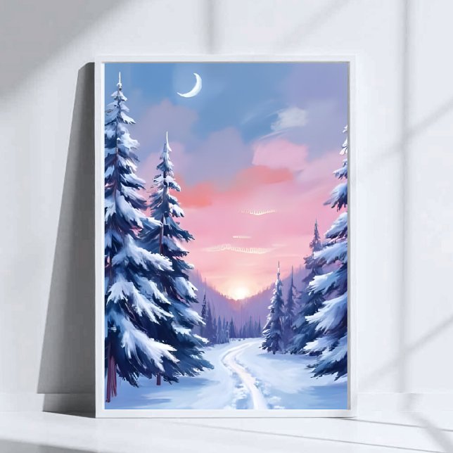 Affiche Coucher de soleil hivernal pastel | Peinture de na (Créateur téléchargé)