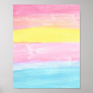 Affiche Coucher de soleil Horizon Aquarelle Abstraite