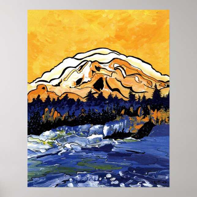 Affiche Coucher de soleil jaune (Devant)