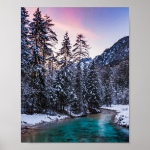 Affiche Coucher de soleil magique rivière turquoise Mojstr