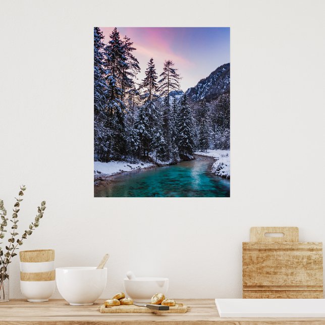 Affiche Coucher de soleil magique rivière turquoise Mojstr (Cuisine)