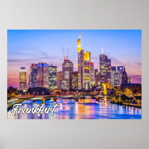 Affiche Coucher de soleil magnifique sur Francfort, Allema