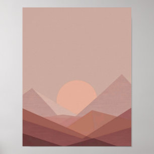 Affiche Coucher de soleil minimaliste sur les montagnes gé