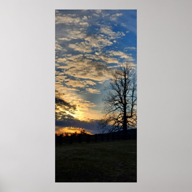 Affiche Coucher de soleil nuageux sur la Blue Ridge Parkwa (Devant)