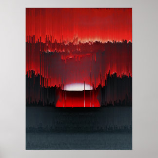 Affiche Coucher de soleil numérique coloré Glitch