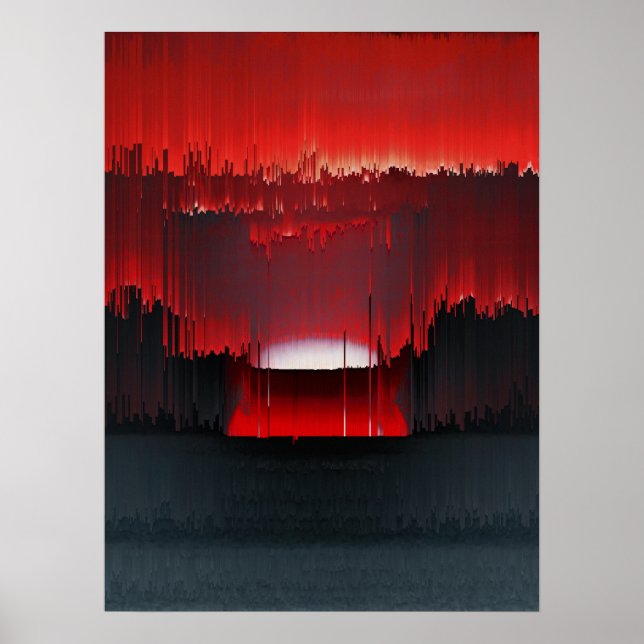 Affiche Coucher de soleil numérique coloré Glitch (Devant)