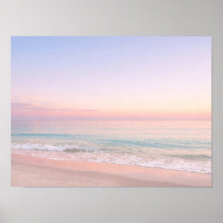 Affiche Coucher de soleil océan doré sur l'horizon mer cal