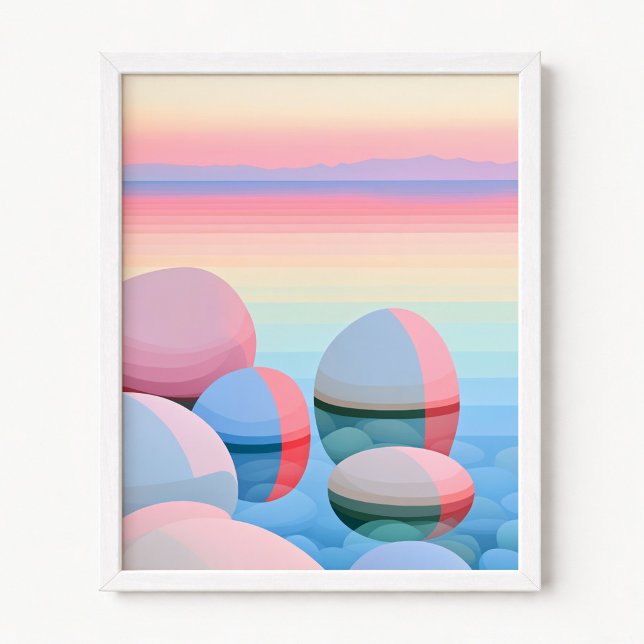 Affiche Coucher de soleil ombré pastel, reflets abstraits (Pastel Ombre Sunset Abstract Reflections Poster)