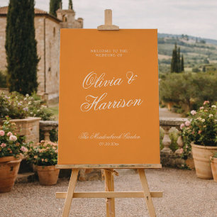 Affiche Coucher de soleil Orange Minimal Élégant Mariage B