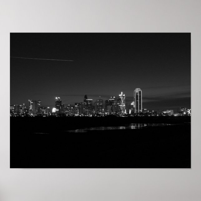 Affiche Coucher de soleil panoramique à Dallas en nuances  (Devant)