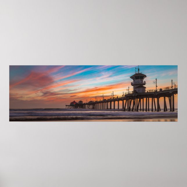 Affiche Coucher de soleil par Huntington Beach Pier en Cal (Devant)