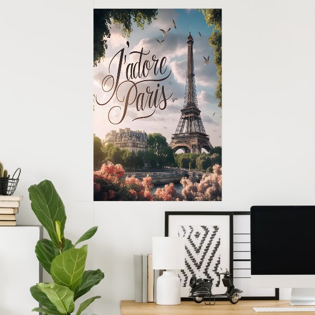 Affiche Coucher De Soleil Parisien Avec Tour Eiffel (Bureau à domicile)