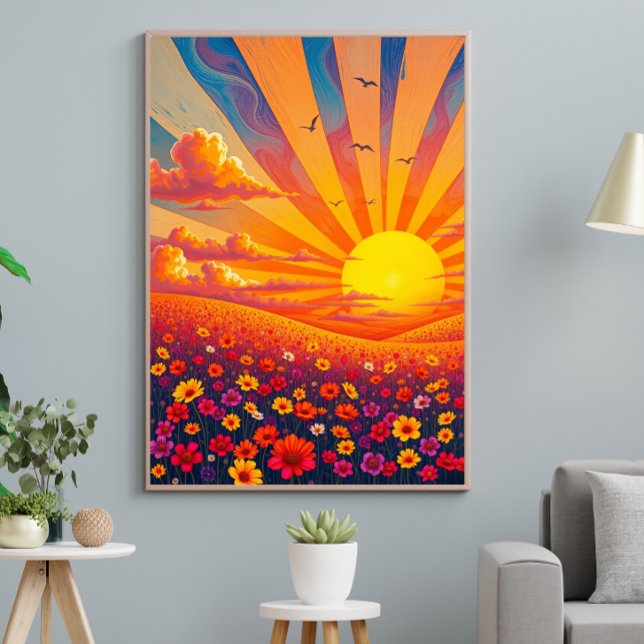 Affiche Coucher De Soleil Radieux Sur Un Paysage Whimsical (Créateur téléchargé)