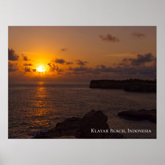 Affiche Coucher de soleil Rayons de soleil Ciel Océan Roch