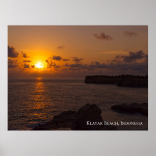 Affiche Coucher de soleil Rayons de soleil Ciel Océan Roch