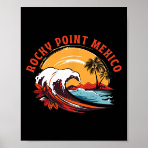 Affiche Coucher de soleil rétro à Rocky Point au Mexique S