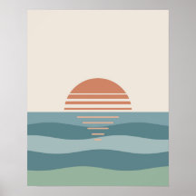 Coucher de soleil rétro paisible Horizon Pastel Mo