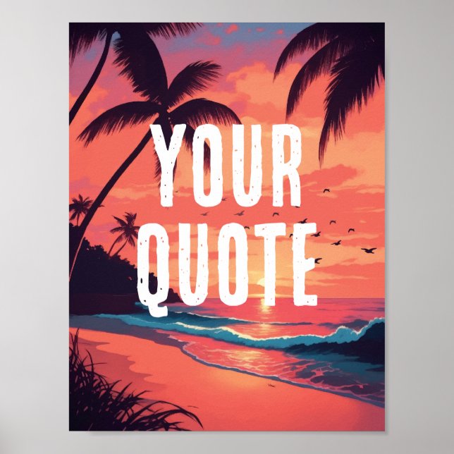 Affiche Coucher de soleil rétro sur la plage en été (Devant)