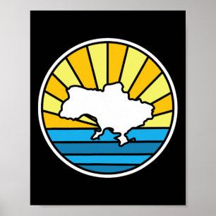 Affiche Coucher de soleil rétro Ukraine 70s Design vitrail