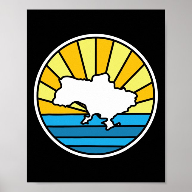 Affiche Coucher de soleil rétro Ukraine 70s Design vitrail (Devant)