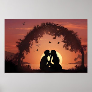 Affiche Coucher de soleil romantique