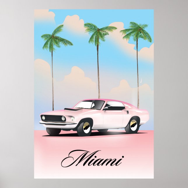 Affiche Coucher de soleil rose de Miami (Devant)